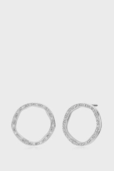 Shop Monica Vinader Diamond And Sterling Silver Riva Large Circle Stud Earrings