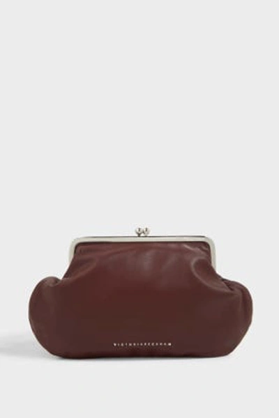 Shop Victoria Beckham Leather Pocket Clutch In Burgundy