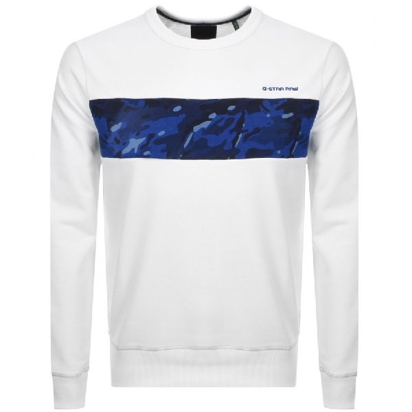 G Star Raw Raw Core Crew Neck Sweatshirt White Modesens