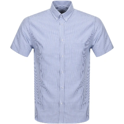 Shop Les Deux Short Sleeved Ete Striped Shirt Navy