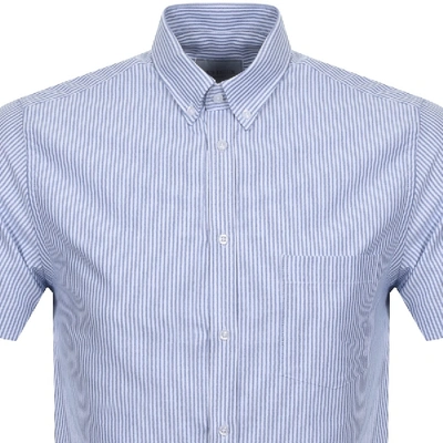 Shop Les Deux Short Sleeved Ete Striped Shirt Navy