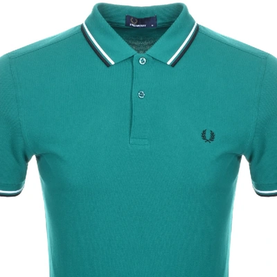 Shop Fred Perry Twin Tipped Polo T Shirt Green In Green / Navy / White / Black