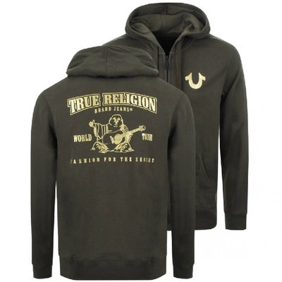 True Religion Double Puff Full Zip Hoodie Green | ModeSens