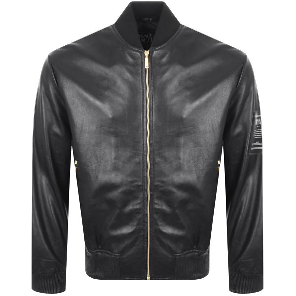 Versace Jeans Couture Leather Jacket Black | ModeSens
