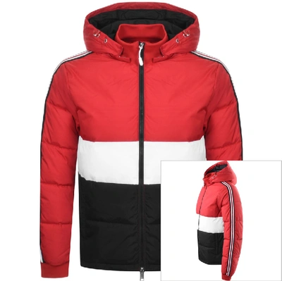 Shop Armani Exchange Hooded Logo Jacket Red