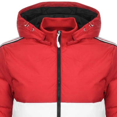 Shop Armani Exchange Hooded Logo Jacket Red