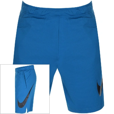 Shop Nike Training Logo Shorts Blue