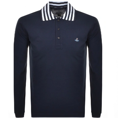 Shop Vivienne Westwood Long Sleeved Polo T Shirt Navy