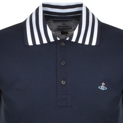 Shop Vivienne Westwood Long Sleeved Polo T Shirt Navy