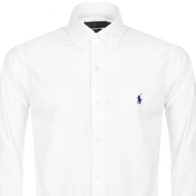 Shop Ralph Lauren Long Sleeved Slim Fit Shirt White