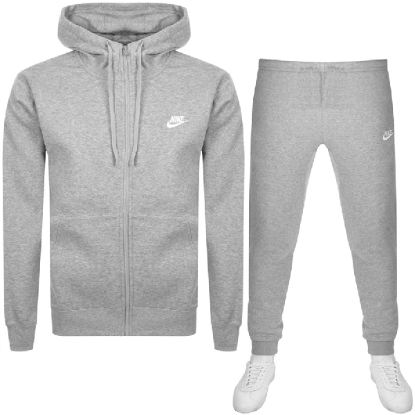 Nike Full Zip Club Tracksuit Grey 