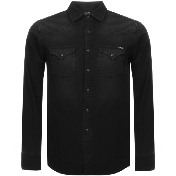 replay hyperflex denim shirt