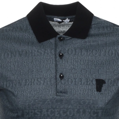 Shop Versace Patterned Polo T Shirt Blue