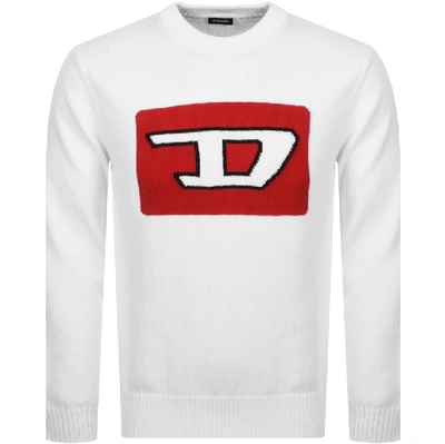 Shop Diesel K Logox Knit Jumper White