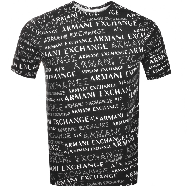 armani exchange crew neck logo t shirt black