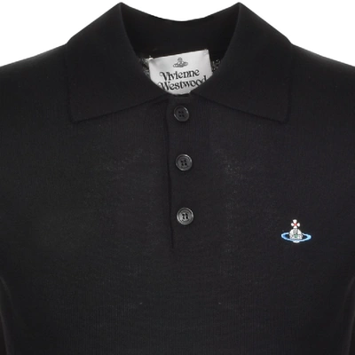 Shop Vivienne Westwood Knitted Polo T Shirt Black