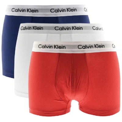 Shop Calvin Klein Underwear 3 Pack Boxer Trunks White In Red