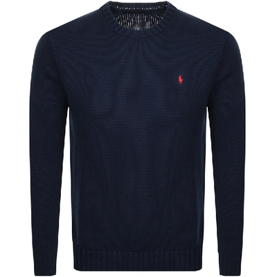 Polo Ralph Lauren Chunky Cotton Knit Sweater With Crew Neck In Navy In Blue  | ModeSens
