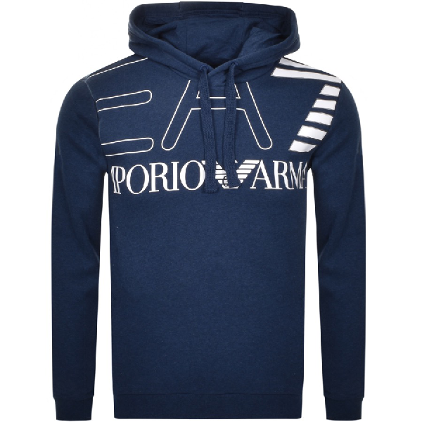 Ea7 Emporio Armani Logo Hoodie Navy 