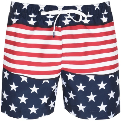 Shop Tommy Hilfiger American Flag Swim Shorts Navy