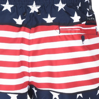 Shop Tommy Hilfiger American Flag Swim Shorts Navy