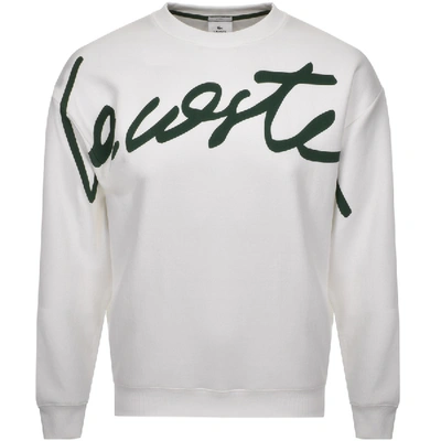 Lacoste Live Crew Neck Sweatshirt White | ModeSens