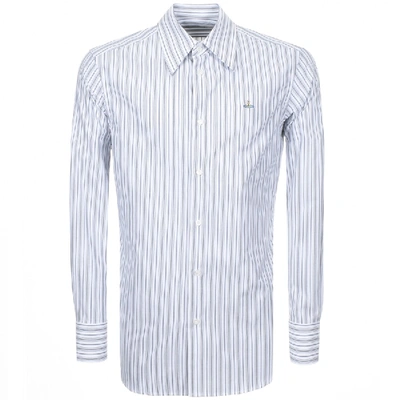 Shop Vivienne Westwood Long Sleeved Striped Shirt White