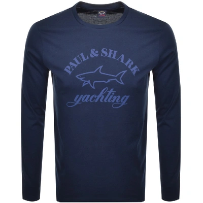 Shop Paul & Shark Paul And Shark Long Sleeve Logo T Shirt Navy