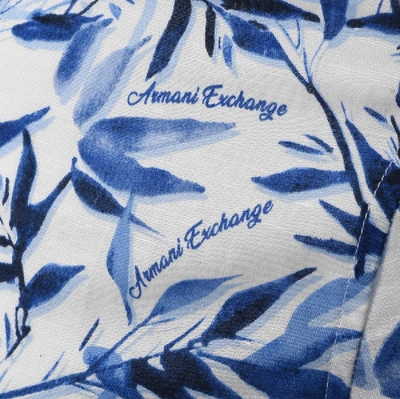 Shop Armani Exchange Short Sleeved Linen Shirt White