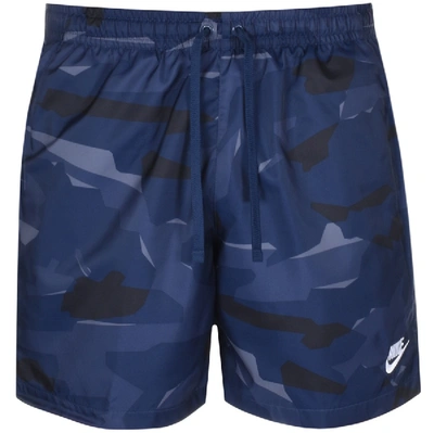 Shop Nike Camouflage Logo Swim Shorts Navy