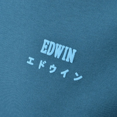 Shop Edwin Crew Neck Logo T Shirt Blue