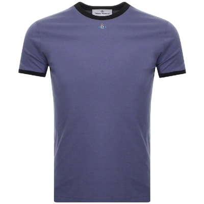 Shop Vivienne Westwood Small Orb Ringer T Shirt Purple