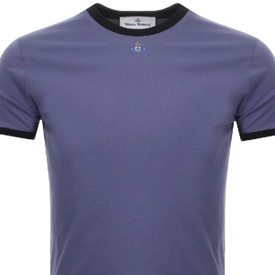Shop Vivienne Westwood Small Orb Ringer T Shirt Purple