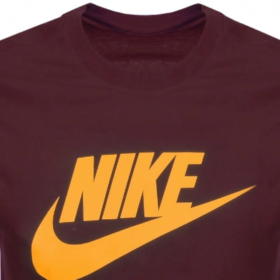 Shop Nike Crew Neck Logo T Shirt Burgundy In Burgandy