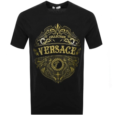 Shop Versace Crew Neck Logo T Shirt Black