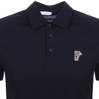 Shop Versace Logo Polo T Shirt Navy