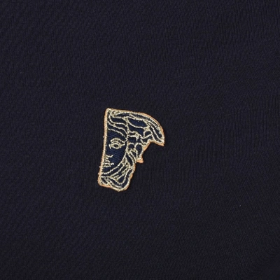 Shop Versace Logo Polo T Shirt Navy