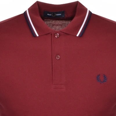 Shop Fred Perry Twin Tipped Polo T Shirt Burgundy In Burgandy