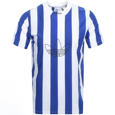 Adidas Originals Stripe Jersey T Shirt Blue | ModeSens