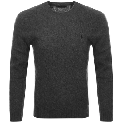 Shop Ralph Lauren Cable Knit Jumper Grey