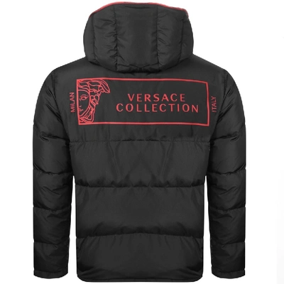 Shop Versace Collection Padded Hooded Jacket Black