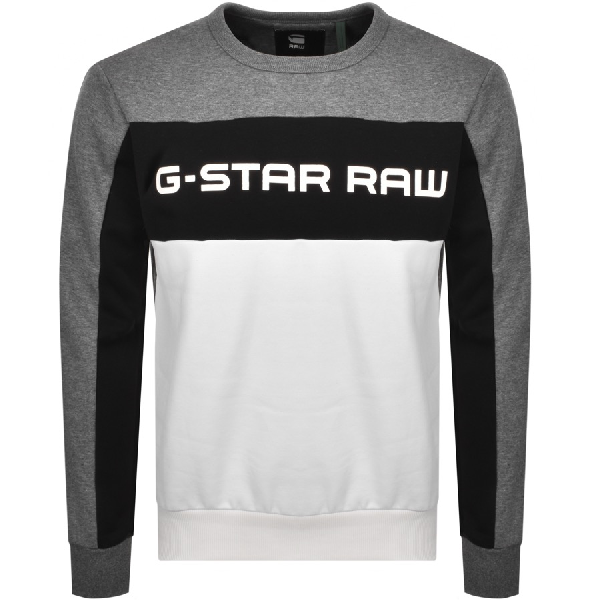 G Star Raw Swando Block Crew Neck Sweatshirt Grey Modesens