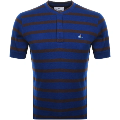 Shop Vivienne Westwood Pique Stripe T Shirt Blue