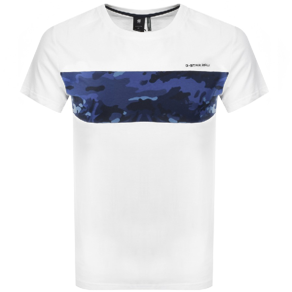G Star Raw Crew Neck Camouflage T Shirt White Modesens