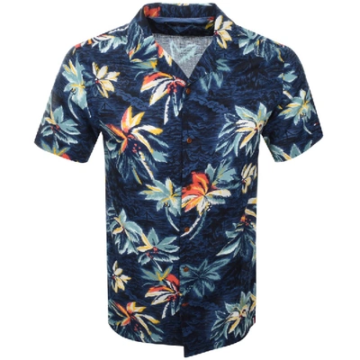 Shop Tommy Hilfiger Short Sleeved Hawaiian Shirt Blue