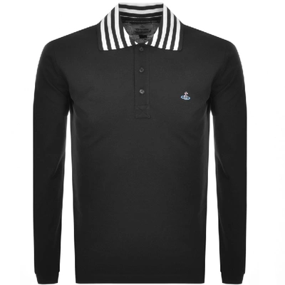 Shop Vivienne Westwood Long Sleeved Polo T Shirt Black