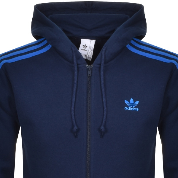 Adidas Originals 3 Stripes Full Zip Hoodie Navy | ModeSens