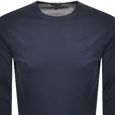 Shop Belstaff Long Sleeved Logo T Shirt Navy