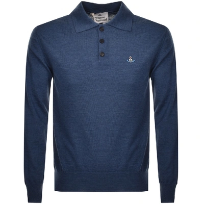 Shop Vivienne Westwood Long Sleeved Polo T Shirt Blue