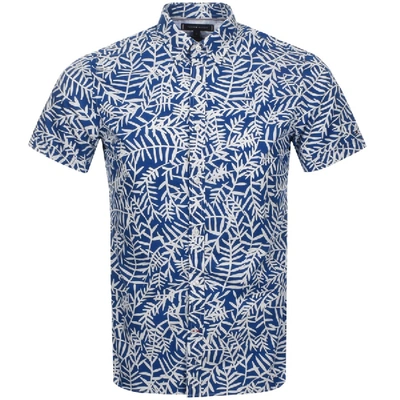 Shop Tommy Hilfiger Short Sleeved Leaf Shirt Blue